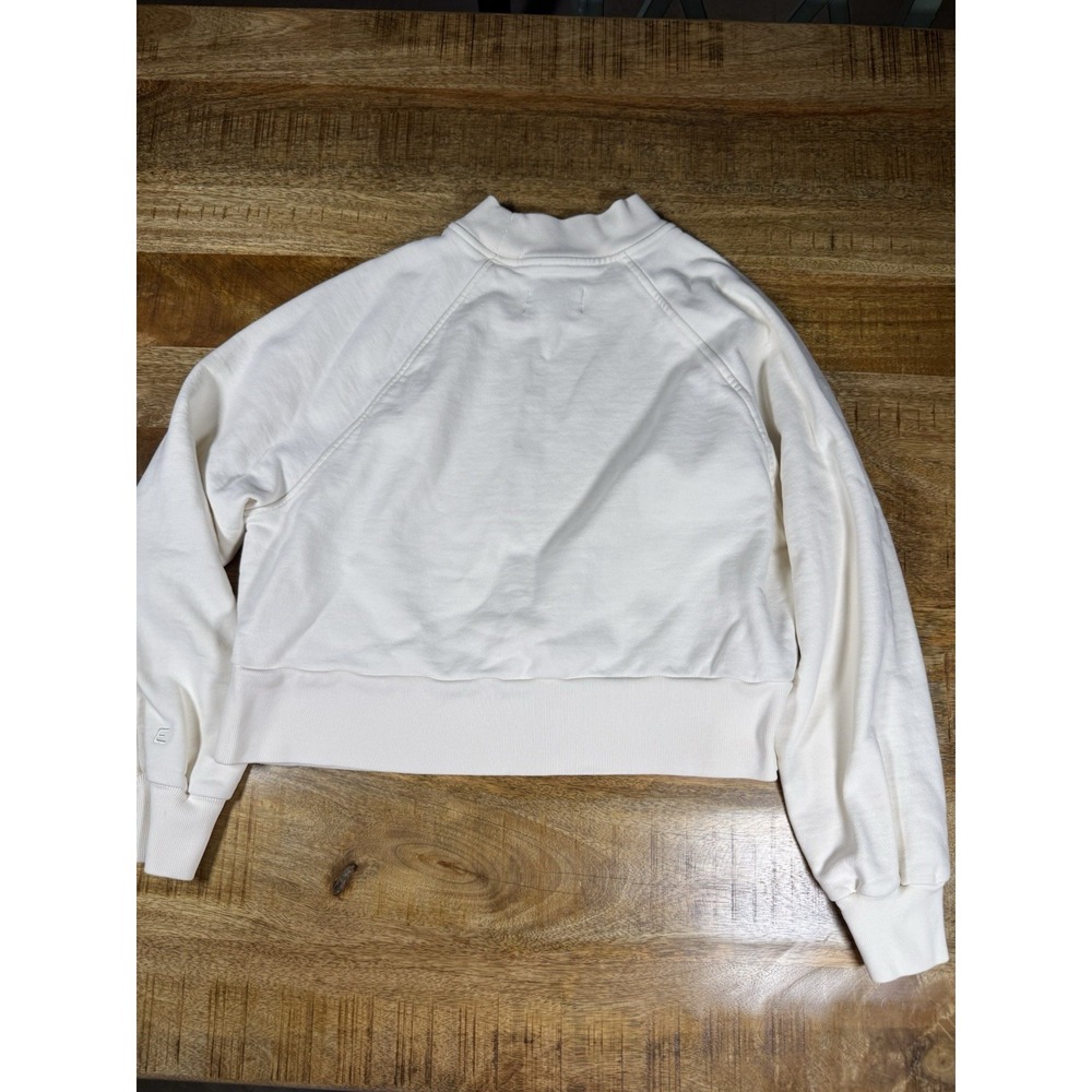 Everlane Womens M White Organic Cotton Mock Neck Cropped Sweatshirt Pullover - Picture 7 of 9